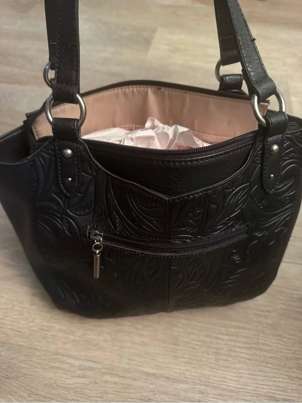 The Sak Bolinas Womens Embossed Leather Satchel Zip Shoulder Bag - Women